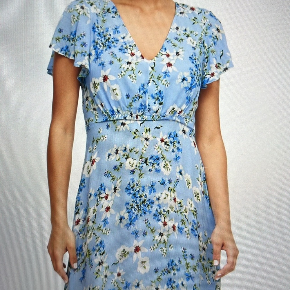 Banana Republic EcoVero floral maxi dress, light blue color - Picture 2 of 7